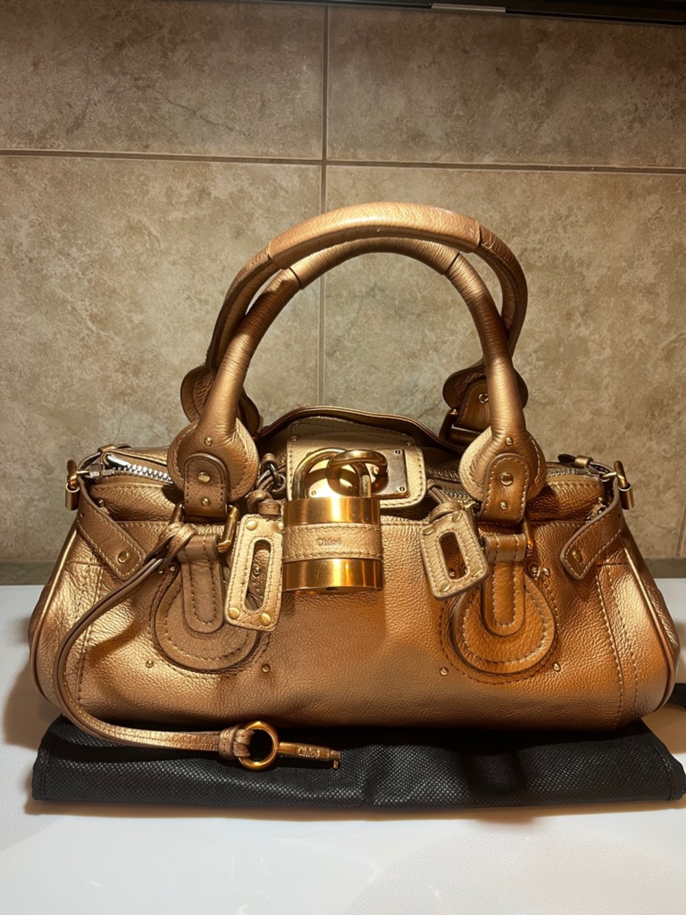 Chloe Paddington Metallic Bronze Handbag